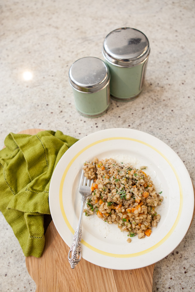 Perlinių kruopų risotto su grybais