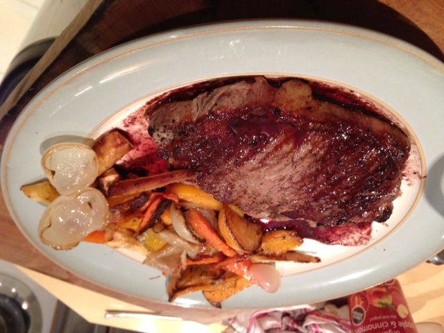 Classic sirloin steak and grilled veg