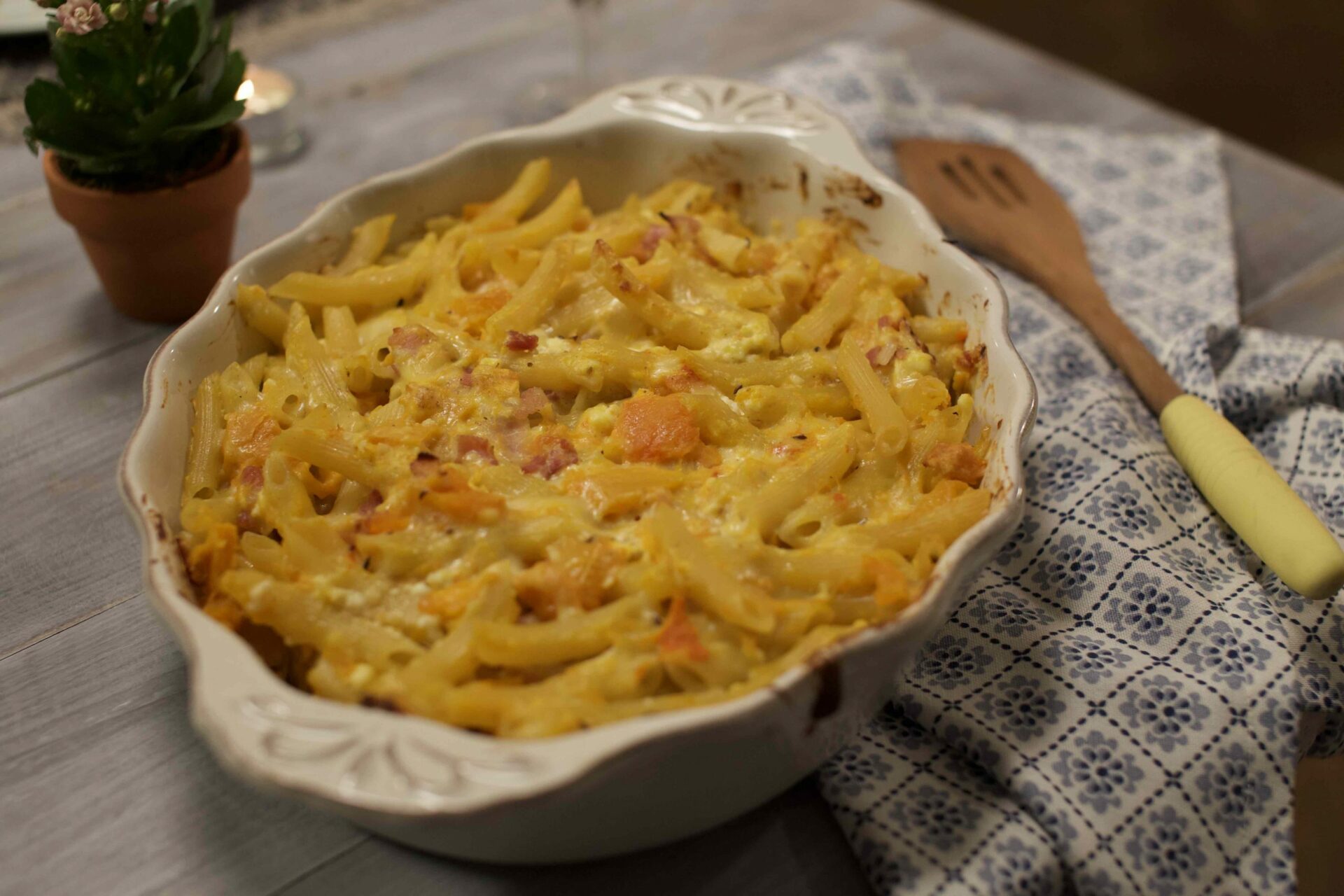 Makaronų ir moliūgų apkepas